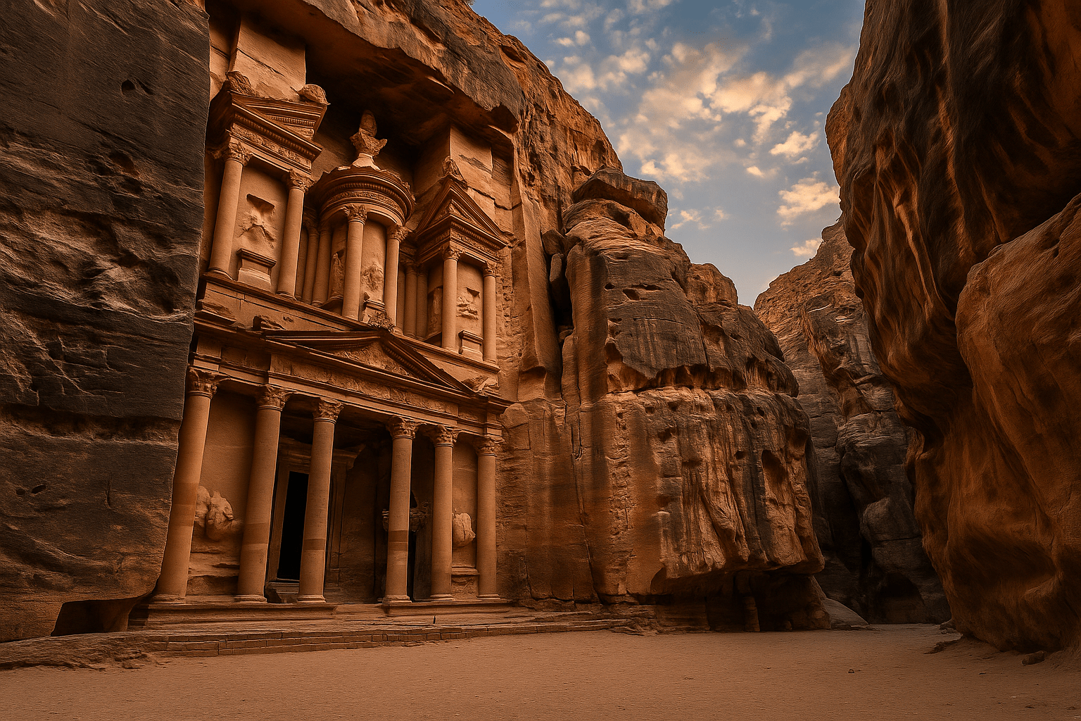 Petra Jordanien – Al-Khazneh bei Sonnenaufgang
