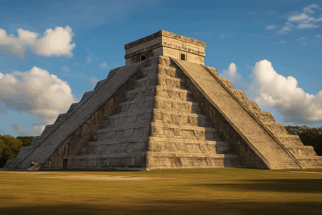 Blick über die antike Tempelanlage auf der Yucatán-Halbinsel