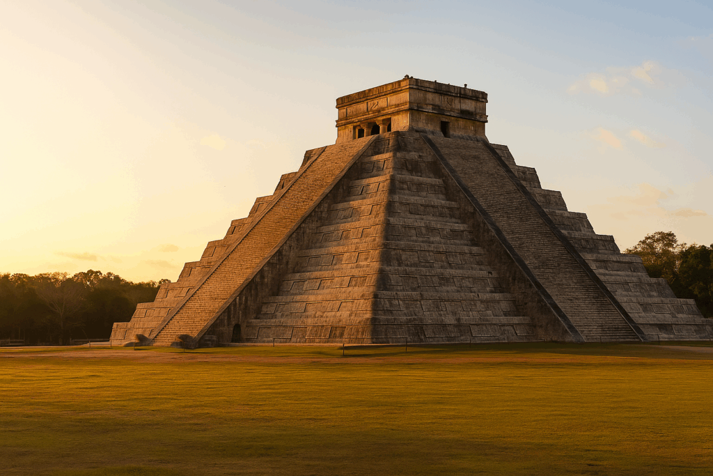 Sonnenaufgang über der berühmten Maya-Stadt