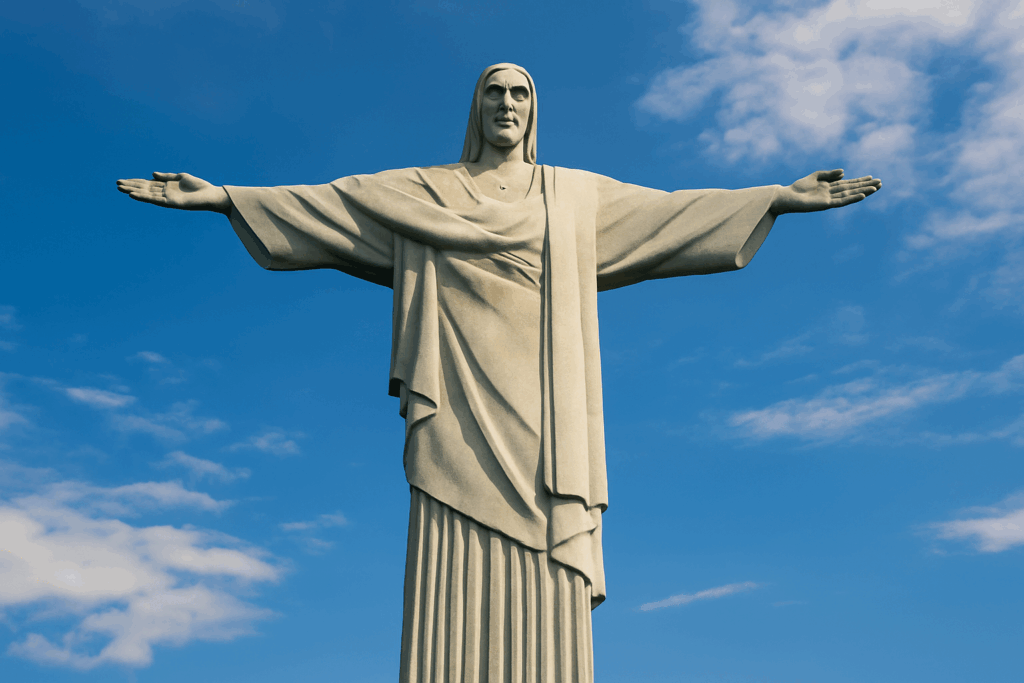 Christus Statue Rio aus der Froschperspektive