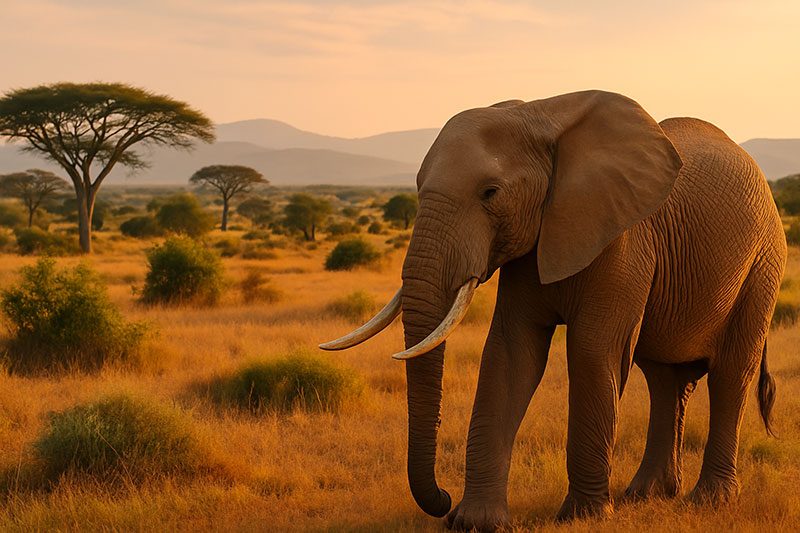 Big Five Safari in Südafrika - Elefant in der Savanne